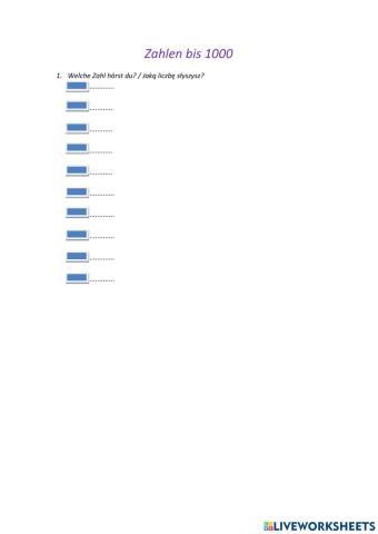 Zahlen bis 1000 (b)