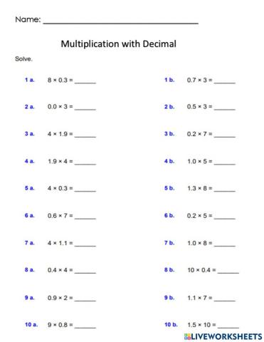 Math 3 - multiplication with decimal