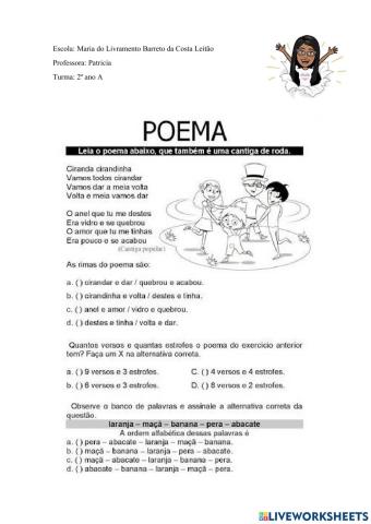 Poema receita