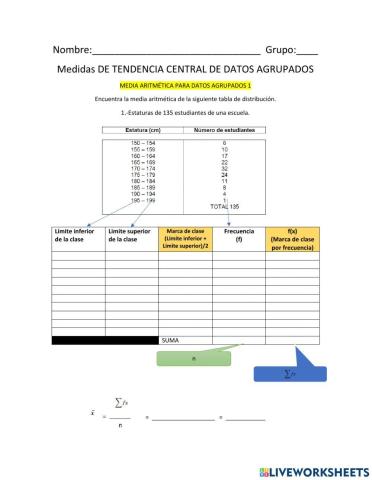 Media aritmetica de datos agrupados