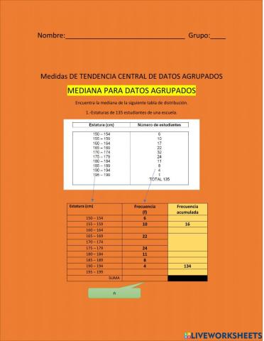 Mediana para datos agrupados