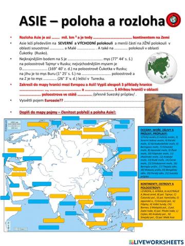 Asie -poloha, členitost