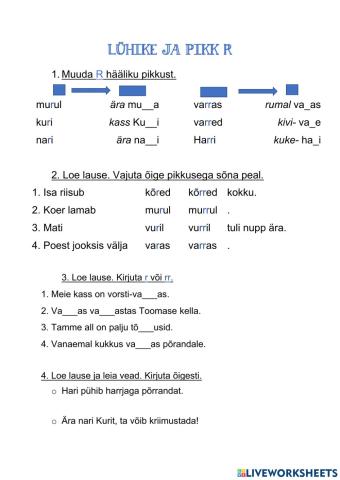 Suluta kaashäälik-lühike ja pikk R