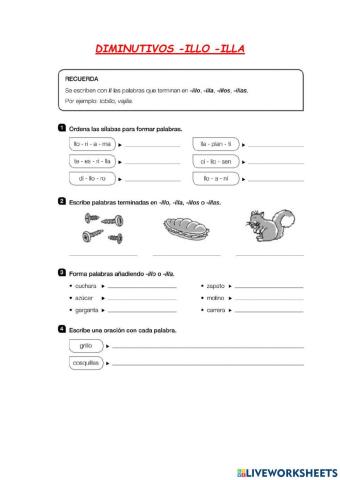 Diminutivos -illo -illa