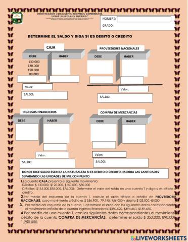 Determine el saldo y la naturaleza