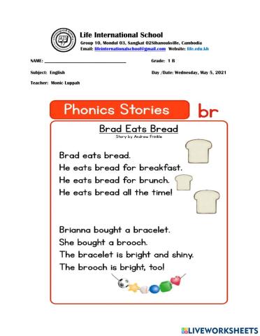 Consonant Blend BR Words