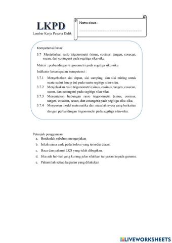 LKPD Interaktif Perbandingan Trigonometri