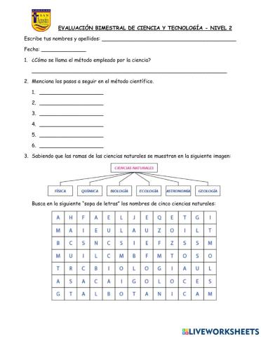 Evaluación bimestral de ciencia