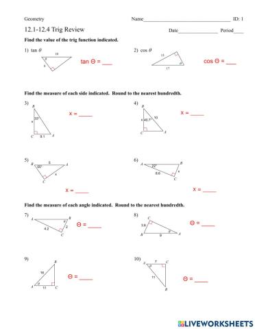 12.1-12.4 Trig Review