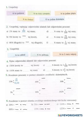 Procenty - ćwiczenia