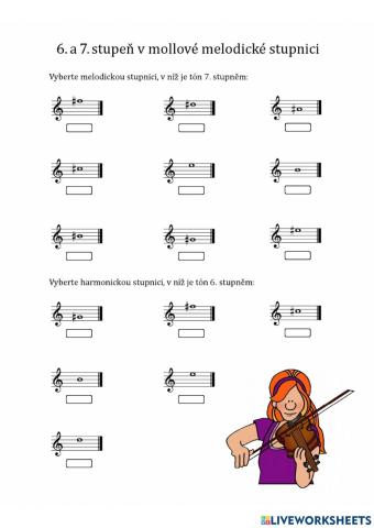 6. a 7. stupeň v mollové melodické stupnici