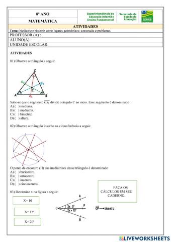 Bissetriz e Mediatriz