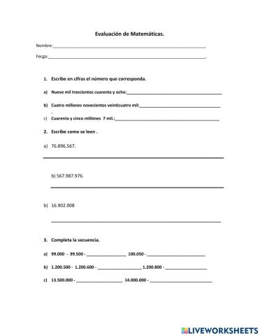 Evaluacion matematica