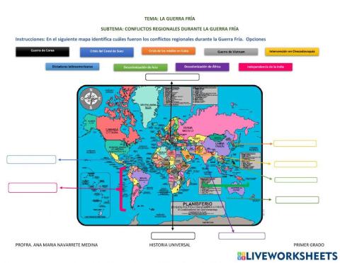 Mapa de conflictos en la Guerra Fría