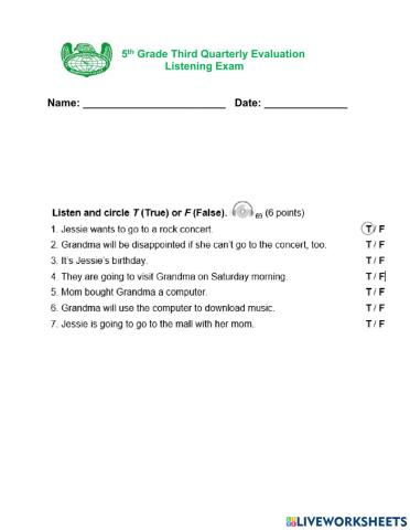 3rd quarterly listening