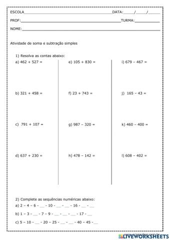 Atividade de Matemática 01