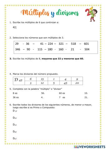 Múltiplos y divisores