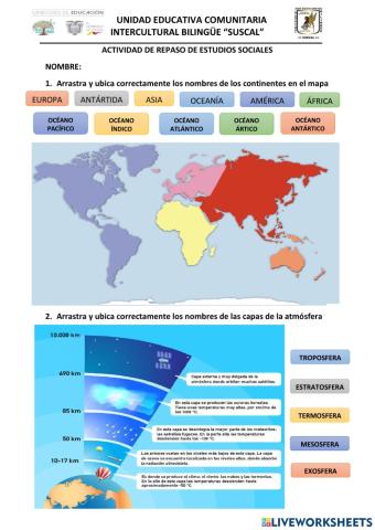 Continentes y océanos del mundo