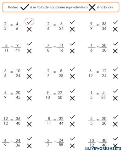 Fracciones equivalentes