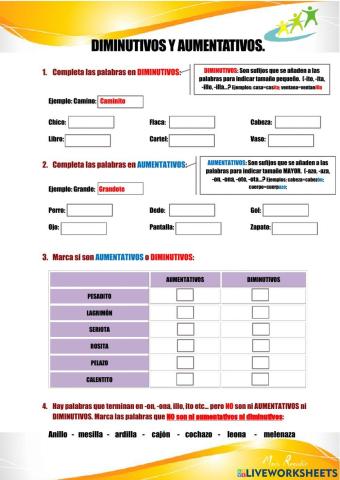 Aumentativos y diminutivos