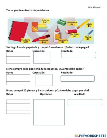 Problemas de multiplicación