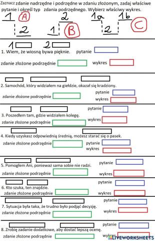 Sprawdzian ze zdań złożonych podrzędnie