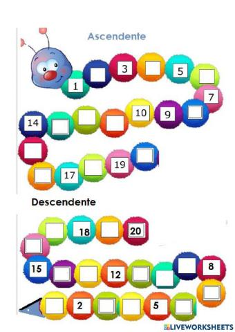 Serie Ascendente y Descendente del 1 al 20