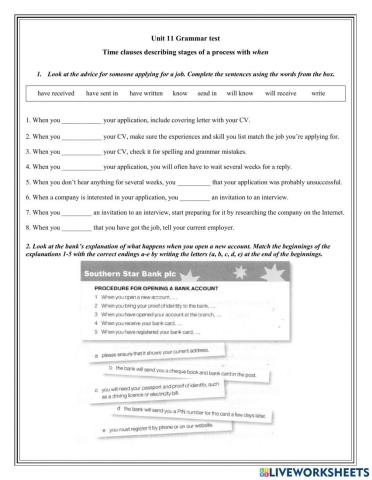 Time clauses describing stages of a process with when