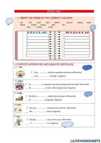 simple past affirmative negative sentences