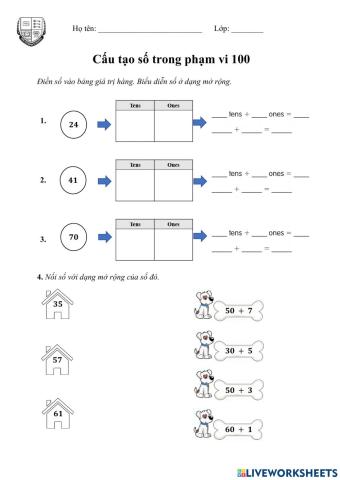 PBT Cấu tạo số trong phạm vi 100