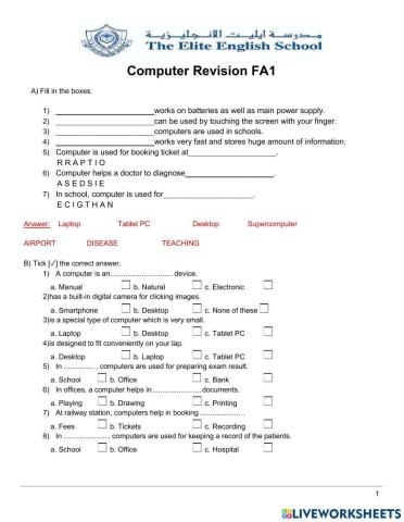 Uses of computer