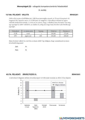 Mennyiségek (3) – válogatás kompetenciamérési feladatokból