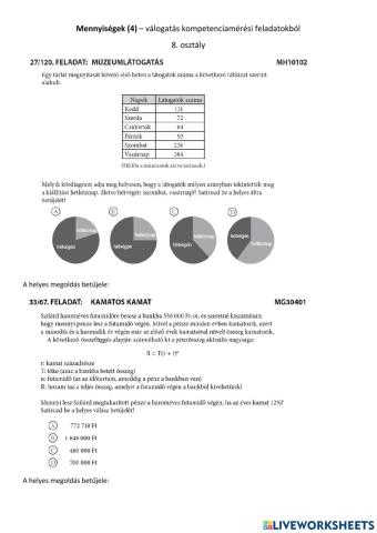 Mennyiségek (4) – válogatás kompetenciamérési feladatokból