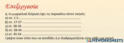 Ανάσταση του Λαζάρου - Γράψτε έναν τίτλο που να αποδίδει ό,τι διαδραματίζεται στην κάθε μια σκηνή