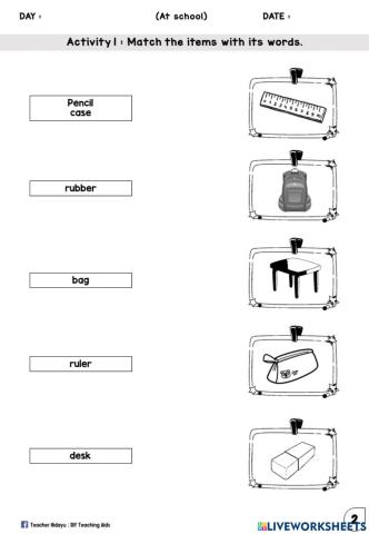 At School Matching Classroom Object