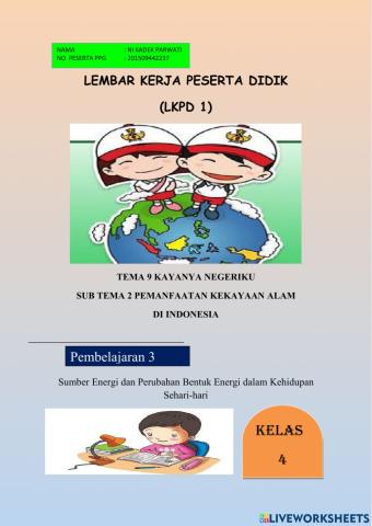 LKPD sumber energi, perubahan bentuk energi dan wawancara