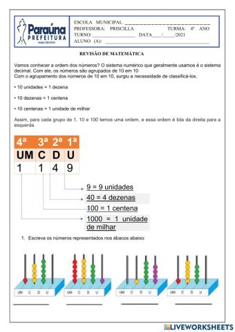 Revisão de matemática