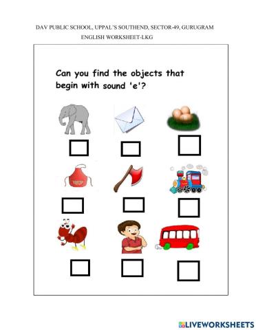 E sound worksheet