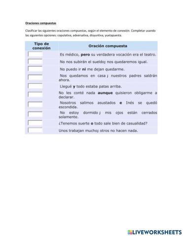 Oraciones compuestas por coordinación y yuxtaposición