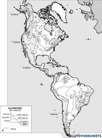 Mapa físico américa