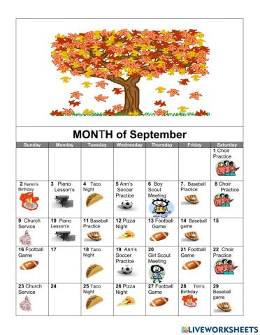 September Calendar