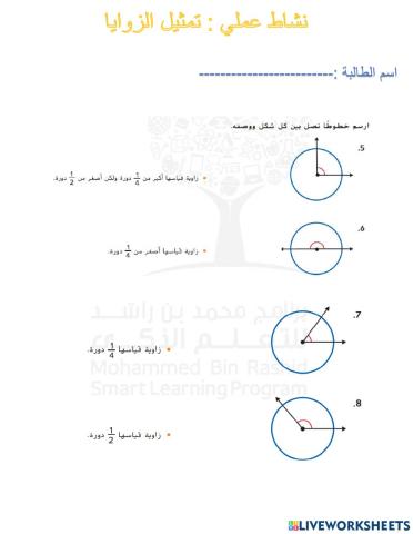 نشاط عملي : تمثيل الزوايا