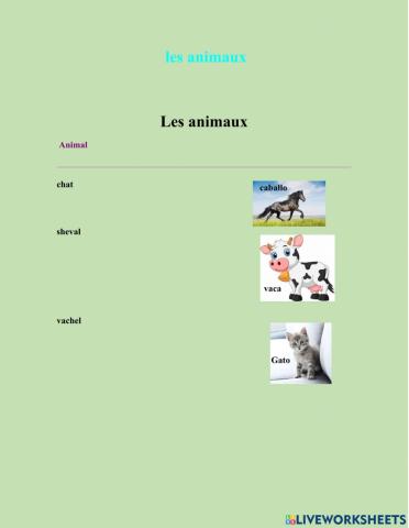 Los animales en francés