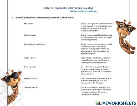 Factores responsables del cambio evolutivo