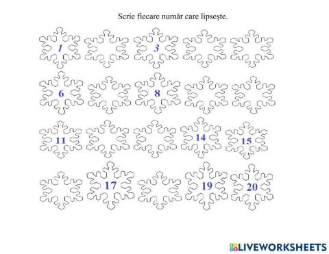 Numerele până la 20 - fulgi de nea