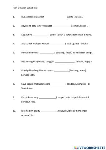 Kata Adjektif Pancaindera