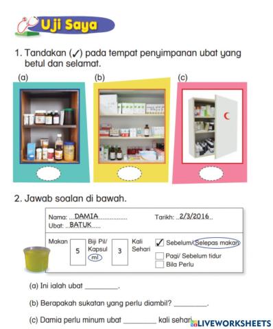 Pendidikan kesihatan tahun 1 : kenali ubat