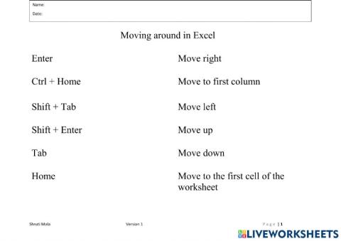 Moving around in Excel