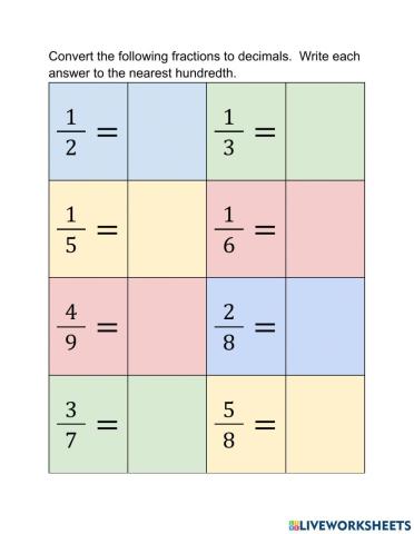 Convert Fractions to Decimal