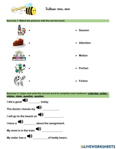 Suffixes -tion, -sion